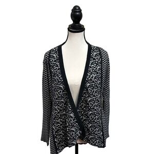 Belladini Black and White Cardigan Medium Open Front Pattern Long Sleeve‎